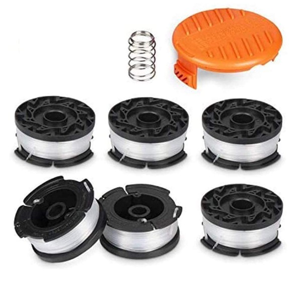 SYWAN CDIYTOOL Line String Trimmer Replacement Spool,30ft 0.065" for Black+Decker String Trimmers, Replacement Auto Feed Spool,Compatible with Black & Decker AF-100(8 Pack(6 Spools+1 Cap+1 Spring))