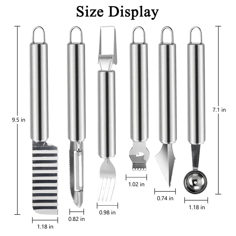 6 Pcs Stainless Steel Fruit Carving Knife Set, Kitchen Fruit
