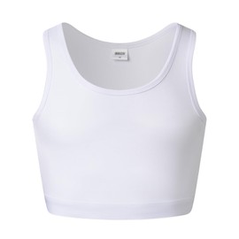JARAZIN Chest Binder FTM for Women Cotton Elastic Pullover Half Breathable Breast Trans Binder Bra Tank Top, White, Large