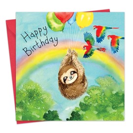 Twizler Happy Birthday Card For Her or For Him with Sloth – Female Birthday Card – Male Birthday Card - Cute Birthday Card – Childrens Birthday Card – Womens Birthday Card – Animal Birthday Card