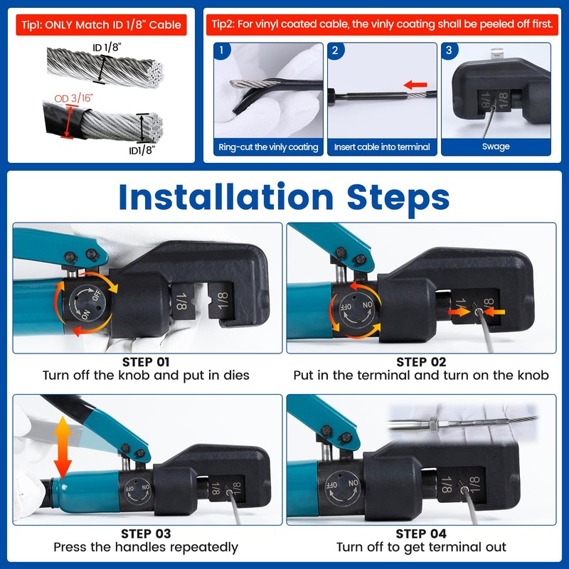 Muzata Custom Cable Railing Crimping Tool Hydraulic Crimper Hydraulic Crimping