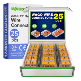 WAGO 221 Series 28pc Compact Splicing Wire Connectors | Includes (10x 221-412) (10x 221-413) (8X 221-415) | WAGO Wire Connectors | Electrical Splicing Lever Nuts | 221 Series Lever Nuts | 2-3-5 Ports