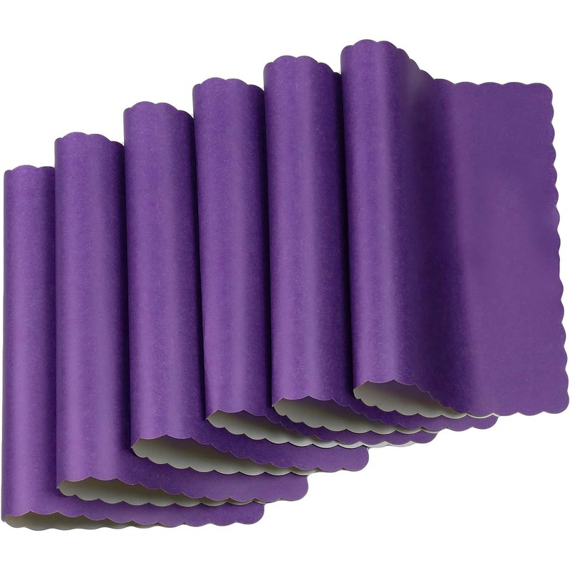 Paper Placemats - Disposable - Scalloped Edge (Purple, 100)