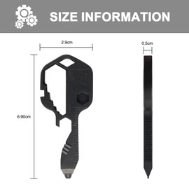Ruiyuan 24-in-1 Multitool Key Tool Portable Multi Key Shaped Tool Stainless Steel Key Chain Tool Pocket Keychain Hand Tool Outdoor Camping Key Ring with Bottle Opener Box Cutter Mini Wrench (Black)