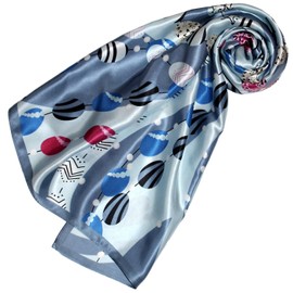 Lorenzo Cana Luxury Silk Scarf Silk Satin Cloth Women's Handkerchief 100% Silk 90 x 90 cm Blue Grey Berry Light Blue 89157