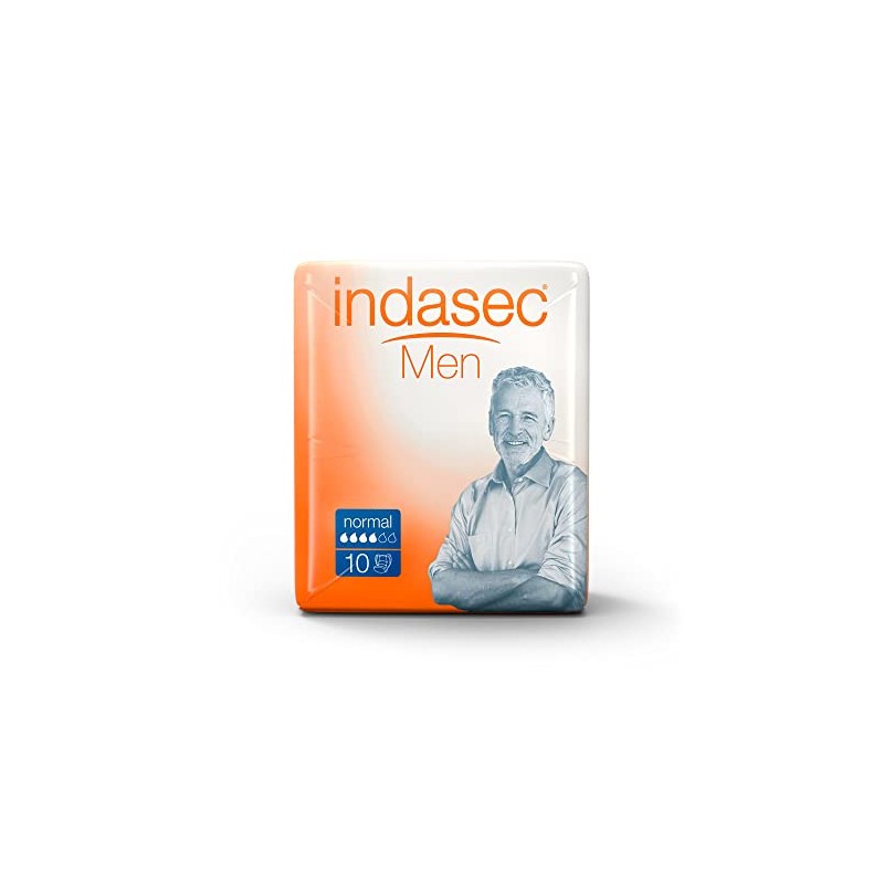 Indasec Male Absorbent Pads for Light Incontinence – 10 Absorbent