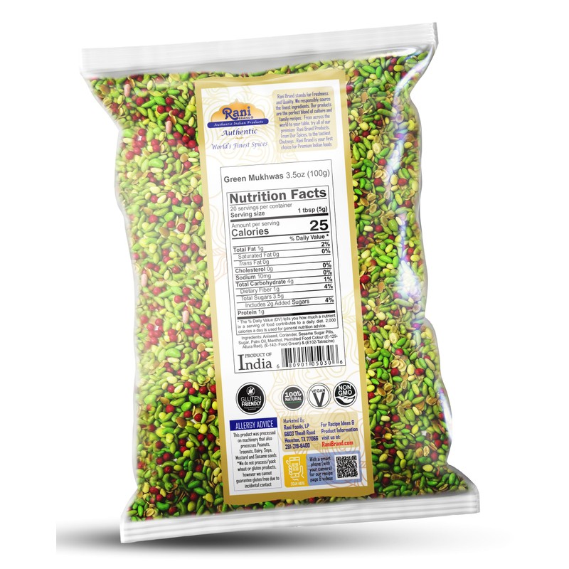 Rani Green Mukhwas (Special Digestive Treat) 3.5oz (100g) ~ Vegan