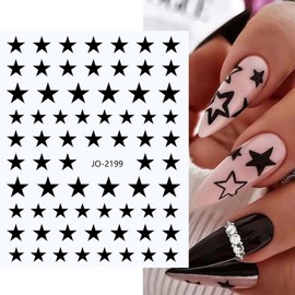 8Sheets Star Nail Stickers Gold Nail Art Stickers 3D Self Adhesive Nail Decals Silver White Gold Black Nail Art Decals Holographic Nails Design for Women Girls Nails Art Accessories DIY Manicure