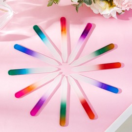 Mudder 24 Pack Mini Glass Nail File with Plastic Sleeve Small Crystal Files for Nature Czech Glass Nail Double-sided Fingernail Files for Travel Fine Grit Salon Valentine Gift Gifts(Gradient Color)