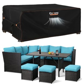 Enzeno Patio Furniture Set Cover, Outdoor Sectional Sofa Couch Set Covers Waterproof, Garden Dining Table Chair Set Cover Outside Rectangular Heavy Duty Weatherproof 98" L x 78" W x 28" H Black