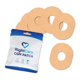 RightCare CGM Adhesive Patches Pre-Cut for Dexcom G7, Waterproof Adhesive Medical Tape, Uncovered Oval Sensor Patches, Tan, Bag of 25