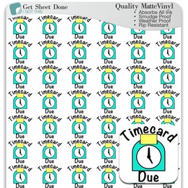 Time Card Planner Stickers/Timecard / 54 Fun Vinyl Stickers (1/2”) / Budget Bills Work Financial Work Payday/Essential Productivity Life Planner/Bujo Bullet Journaling (3 Sheets, Matte Vinyl)