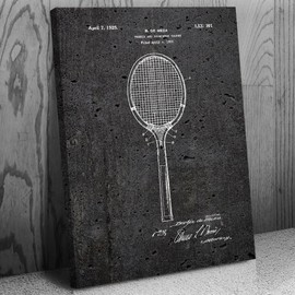 Tennis Racket Patent Canvas Print (13x19) Tennis Gifts, Home Gym Decor, Gift For Coach, Badminton Gifts, Mom Gifts, Dad Gifts, Tennis Art