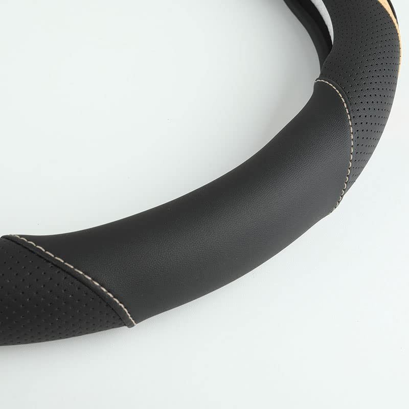 Car Steering Wheel Cover, Leather Steering Wheel Cover Beige Universal