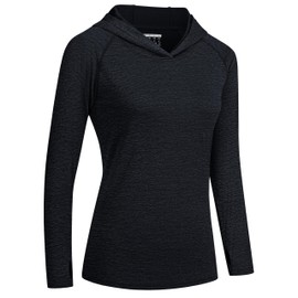 MAGCOMSEN Sun Shirts for Women Long Sleeve Athletic Tops Quick Dry Rash Guard T Shirts for Workout Running Hiking, Black, XL