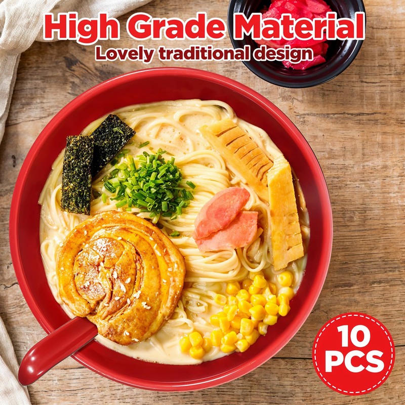 Nodaaiie 10 Pack Miso Soup Bowl Set with Spoons, 16
