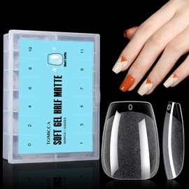 TOMICCA Short Coffin Nail Tips - 360Pcs Coffin Shaped Full Cover Gel X Nail Tips False Fake Coffin Gel Nail Tips Nail Extensions 12 Sizes