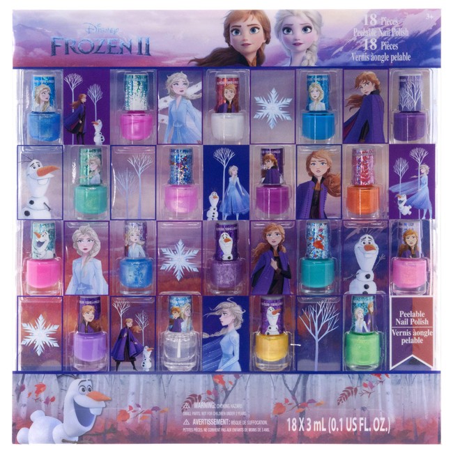 Townley Girl Disney Frozen Non-Toxic Peel-Off Nail Polish Set for Girls, Glittery and Opaque Colors, Ages 3+ - 18 Pack