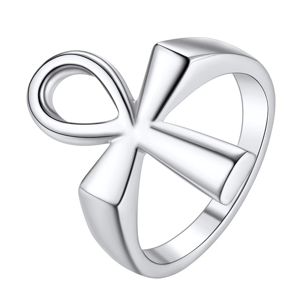 Richsteel Ankh Ring Women Egyptian Cross Rings Amulet Religious Ring