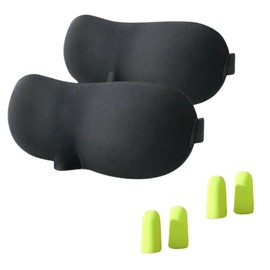 2PCS Ultra Blackout Sleeping Mask, Extra Soft and Comfortable, Elasticated Velcro Band Fits Any Head Shape, with 2 Pairs of Earplugs for Men, Women and Kids