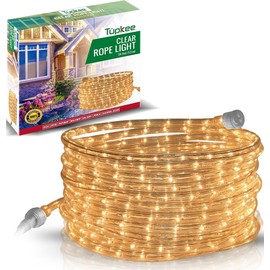 Tupkee Incandescent Rope Light Clear - 24 Feet (7.3 m), for Indoor and Outdoor use - 10MM Diameter - 288 Clear Warm Incandescent Long Life Bulbs Decorative Rope Tube Lights