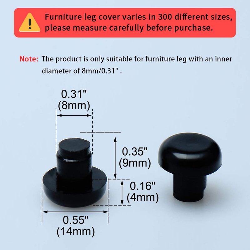 sourcingmap 12pcs 8mm Black Stem Bumpers Glide, Patio Outdoor Furniture