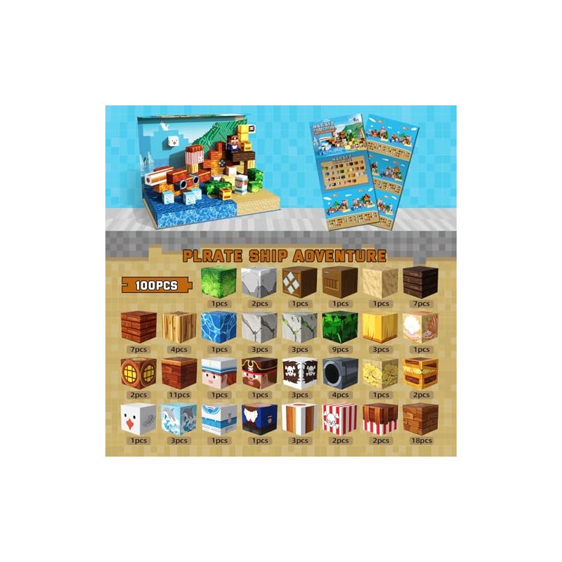 Magnetic Blocks 100PCS Pirate Ship | STEM Educational Building Toys