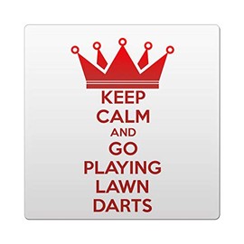 Makoroni - KEEP CALM AND GO PLAYING LAWN DARTS 4"x4" Ceramic Drink Coaster Trive w/Cork Backing, DesS83