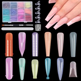 Furtherpretty 288pcs Polygel Nail Forms Kit, 12 Sizes Reusable Dual Forms For Builder Gel Coffin Ballerina Duck Nail Extension Molds with Tools for Home Manicure, Professional Nail Salon Supplies