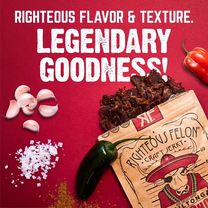 Righteous Felon Biltong Beef Jerky | South African Biltong Snack