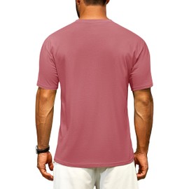 Cotrasen Men's T Shirts Cotton Drop Shoulder Short Sleeve Shirts for Men Casual Soft Loose Fit Mens Tee Shirts Gray Pink M