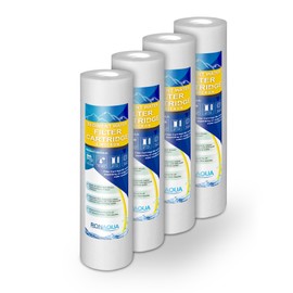 Sediment Water Filter Cartridge by Ronaqua 10"x 2.5", Four Layers of Filtration, Removes Sand, Dirt, Silt, Rust, made from Polypropylene (4-Pack, 1 Micron)