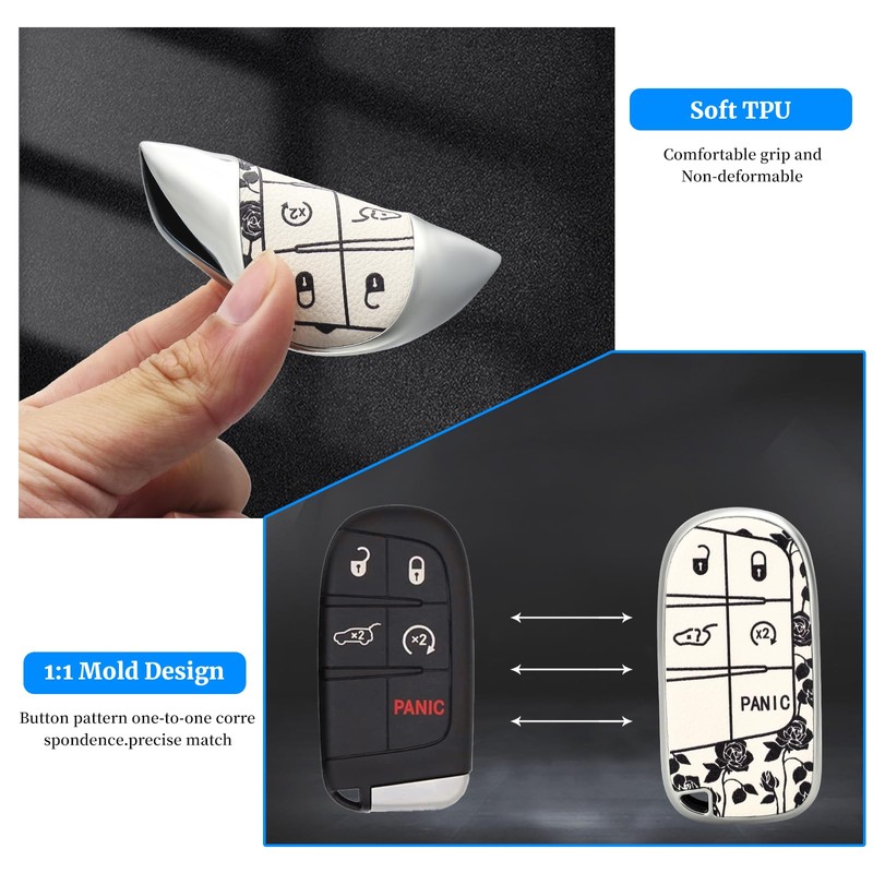 EnerCharge TPU and Leather Key Fob Cover Full Protection Suitable