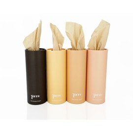 Terre Bamboo Car Cylinder Tissues, 3-Ply, Unbleached, Refillable, 4 Pack (200 Sheets Total), FSC-Certified, Car Tissue Holder with Facial Tissues, Tree-Free, Eco-Friendly, Strong & Sustainable