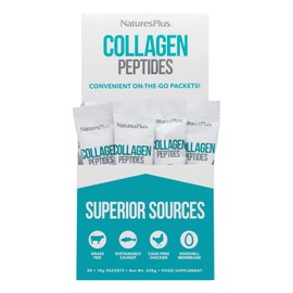 NaturesPlus Collagen Peptides Powder Sachets - Ethically Sourced, 6 Types Hydrolysed Collagen Supplement with Vitamin C for Skin, Cartilage, Immunity - Sustainable, Gluten Free - 20 Stick Packets