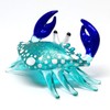 ZOOCRAFT Blown Glass Blue Crab Figurine Handmade Miniature Ornament Aquarium