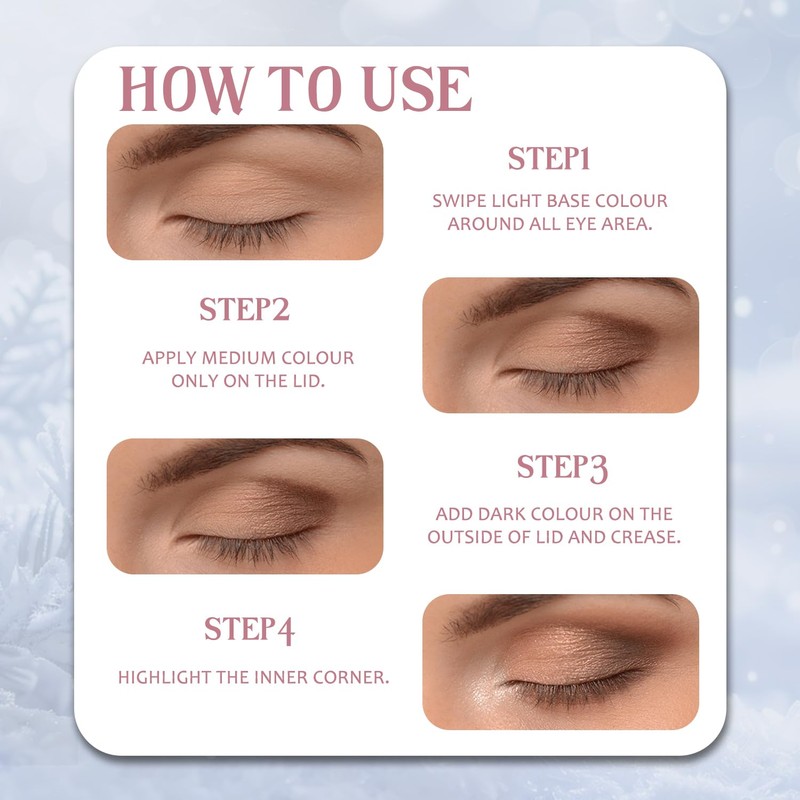 9-Color Shimmer Eyeshadow Palette – White & Pink Glitter Shades,