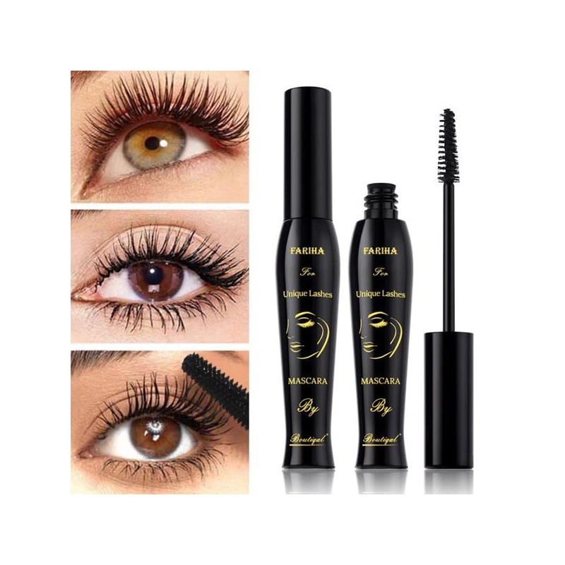 Máscara De Pestañas Fariha Unique Lashes, Negra, Resistente Al Agua,