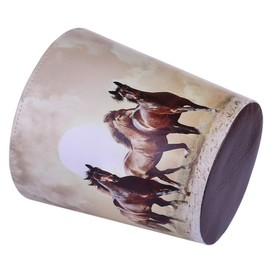 Scakbyer 10L/2.64 Gallon PU Leather Trash Can Waterproof Decorative Paper Basket for Bedroom Bathroom - (Horse Pattern A)
