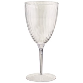 Lillian Tablesettings Hard Plastic 1-Piece Wine Glasses, 6-Ounce Capacity, Clear Plastic Wine Glasses 8 Count (12358)
