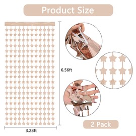 BEISHIDA 2 Pcs Rose Gold Stars Door Streamers Stars Foil Fringe Curtain Streamers Backdrop Birthday Wall Background for Birthday Children's Day Baby Shower Boys Girls(3.28 ft x 6.61 ft)