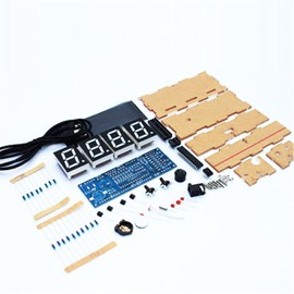 4-Digital DIY Clock Kits, LED Talking Clock DIY kit for Soldering Practice Learning Electronics with Transparent Case 4 Colors for Choose