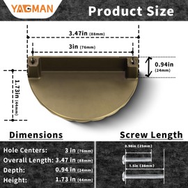 Yagman Brushed Antique Brass Cabinet Pulls 6 Pack 3 Inch Vintage Drawer Handles Kitchen Cupboard Half Moon Bathroom Dresser Sunflower Cup Pull SH-AB76-6