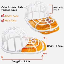 2 Pack - Cap Washer Cage Baseball Cap Washing Cage Cap Washer for Washing Baseball Caps Hat Washer Fit for Adult Kid Hat, White