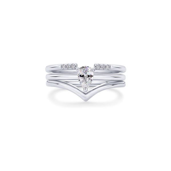 PAVOI Rhodium Plated Three Stackable Rings Set for Women |
