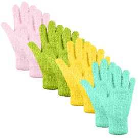 faralite 4 Pairs Microfiber Plant Dusting Gloves,Breathable Work Gloves for Indoor Plants and Gardening (Pink,Green,Yellow,Cyan)