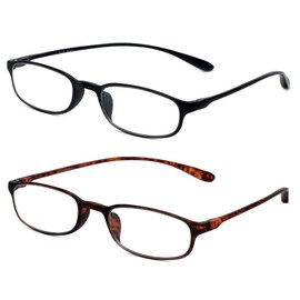 Calabria 718 Flexie Oval Reading Glasses +3.50 Ebony/Tortoise (2 Pack) Men/Women Bendable Single Power Readers Flexible TR90