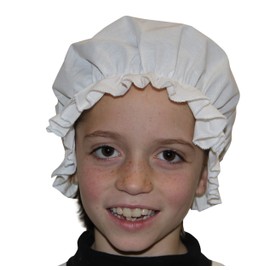 Brigitta Girls' Victorian/Edwardian Period Costume Maids' Mop Hat White