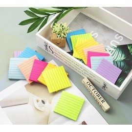 Paquete de 16 notas adhesivas forradas de 3 x 3 pulgadas, bloc de notas superadherentes de potencia, colores brillantes, para puertas de ventanas, rec