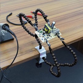 Third Hand Tool - Soldering Station Helping Hand - 4 Flexible Arms with Adjustable Vise Table Desk Clamp Base Solder Holder for PCB Repair, Jewelry Making Black